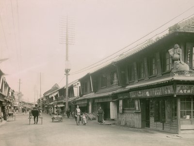 Ostoskatu Koben Motomachin kaupunginosassa, noin 1900-1915 (valokuva). tekijältä Teijiro Takagi