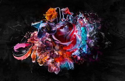 BOUQUET XVI, 2018 (sekoitettu media kankaalle) tekijältä Teis Albers
