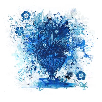 Bouquet in Blue, 2018 (sekoitettu media kankaalle) tekijältä Teis Albers