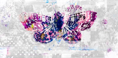 Butterfly Silhouette, 2016 (kollaasi kankaalle) tekijältä Teis Albers