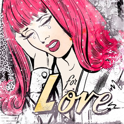 For Love, 2014 (sekoitettu media kankaalle) tekijältä Teis Albers
