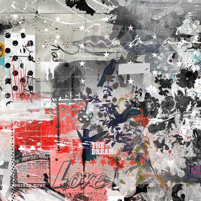 Love the dream, 2015 (sekoitettu media kankaalle) tekijältä Teis Albers