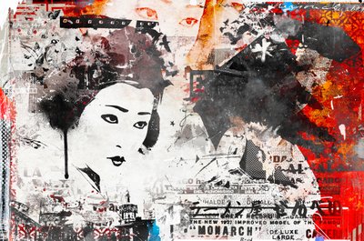 Modern Geisha, 2014 (sekoitettu media kankaalle) tekijältä Teis Albers