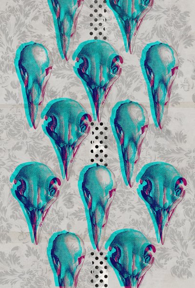Skulls-sarja, 2016 (kollaasi kankaalle) tekijältä Teis Albers