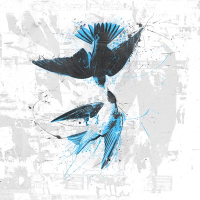 Spiraling Birds II, 2017 (kollaasi kankaalle) tekijältä Teis Albers