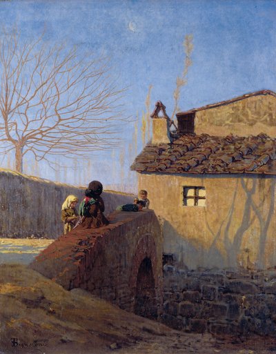 Piagentina. Affrico-joen silta, noin 1861-62 (öljy kankaalle). tekijältä Telemaco Signorini