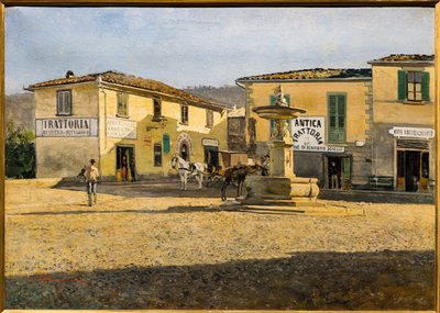 Square Settignanossa, n. 1861 (öljy kankaalle) tekijältä Telemaco Signorini