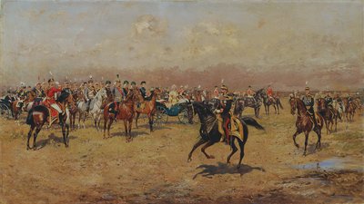Sotilaallinen paraati keisari Franz Joseph I:n edessä. tekijältä Thaddäus Ajdukiewicz