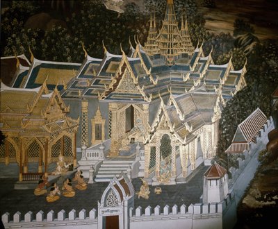 Episodit Buddhan elämästä (fresko tekijältä Thai School
