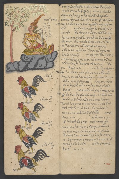 Tai 16455 f.9r, Animals from the Zodiac, from Phrommachat (pergamentti) tekijältä Thai School