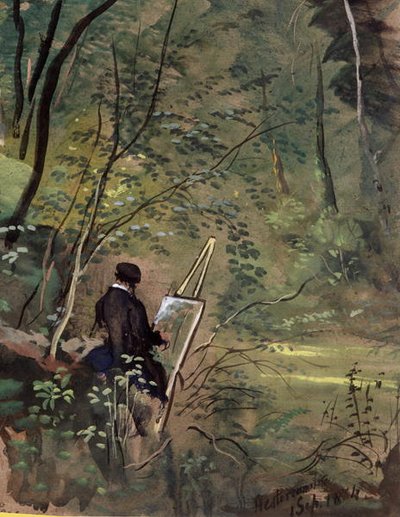 Hestercombe Woods, Somerset 1834 (akvarelli ja guassi) tekijältä The Rev. John Eagles