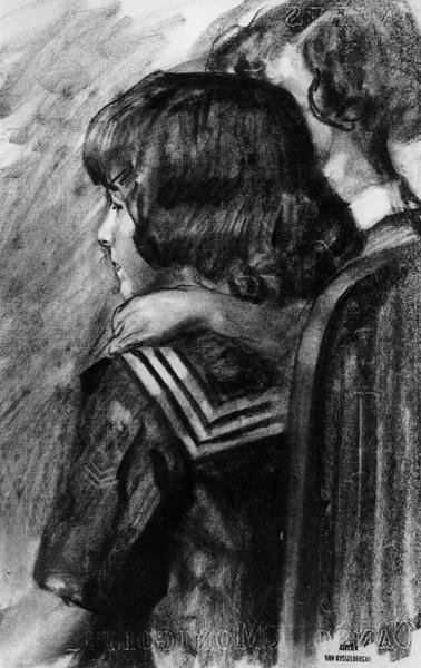 Lasten muotokuva, c. 1897 (hiili paperilla) tekijältä Théo van Rysselberghe