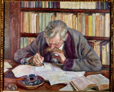 Belgialaisen runoilijan Emile Verhaerenin (1885-1916) muotokuva hänen toimistossaan Theodore Van Rysselberghen (1862-1926) maalaus 1900-luvun Pariisi. Kaupungin modernin taiteen museo tekijältä Théo van Rysselberghe
