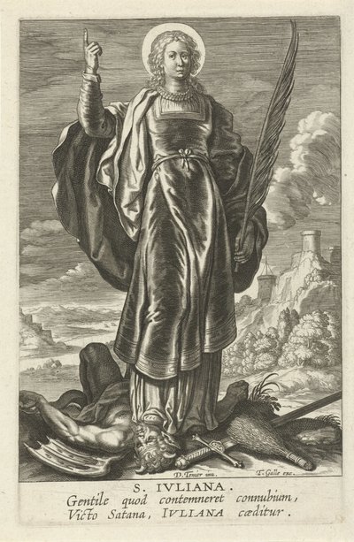Heilige Juliana St. Juliana (otsikko esineessä) Feminine heiligen (sarjan nimi) Mirror Illuminated Virgin (sarjan nimi) tekijältä Theodoor Galle