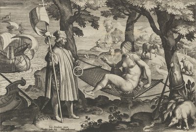 New Inventions of Modern Times [Nova Reperta], The Discovery of America, levy 1, n. ..., n. 1600. tekijältä Theodoor Galle