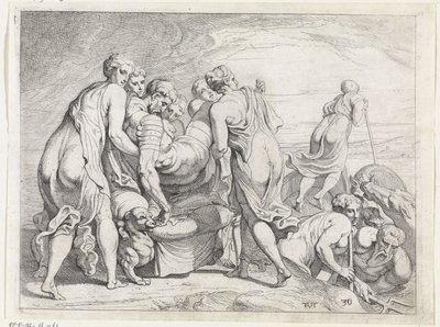 Faiaken tuo nukkuvan Odysseuksen Ithakaan The Labors of Odysseus (sarjan nimi) tekijältä Theodoor van Thulden