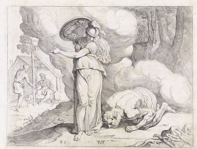 Minerva näyttää Ithacan Odysseukselle The Labors of Odysseus (sarjan nimi) tekijältä Theodoor van Thulden