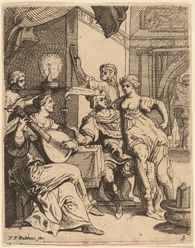 Tuhlaajapoika tuhlaa ainettaan tavernassa tekijältä Theodoor van Thulden after Sir Peter Paul Rubens