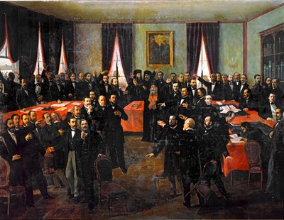 Romanian ruhtinaskuntien liiton julistus ... (maalaus kankaalle) tekijältä Theodor Aman