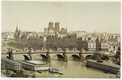 Ile de la Cite ja Pont Neuf Pariisissa tekijältä Theodor Josef Hubert Hoffbauer
