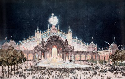 Yleisnäyttely, näkymä sähkö- ja vesilinnan palatsista, Pariisi (Tulosta tekijältä Theodor Josef Hubert Hoffbauer