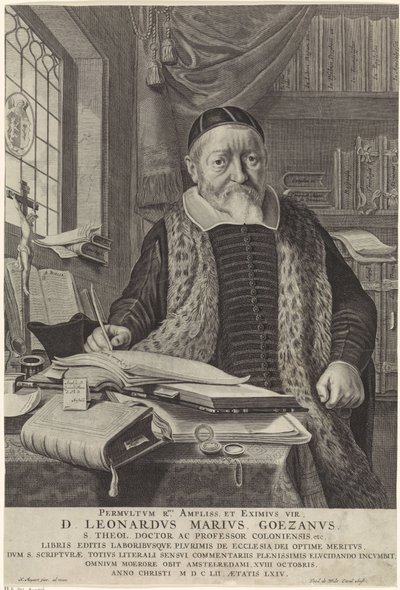 Leonard Marius van der Goesin muotokuva työhuoneessa tekijältä Theodor Matham