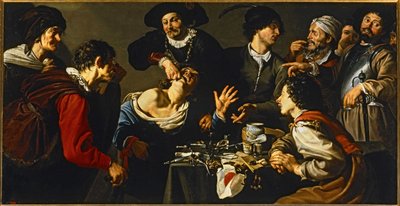 Huijari hammaslääkäri ... (maalaus kankaalle) tekijältä Theodor Rombouts