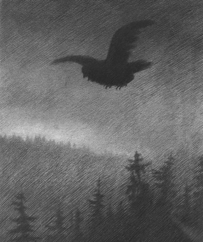 Musta surma (piirustus) tekijältä Theodor Severin Kittelsen