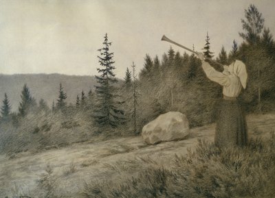 Ylhäällä vuorten alla soi puhallinsoitin tekijältä Theodor Severin Kittelsen