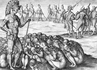 Intiaanien vangit saturiwa intiaanien potano tekijältä Theodor de Bry