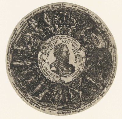 Medaljonki, jossa on viisauden kapteenin Theodor de Bryn rintakuva, n. 1577 - n. 1578. tekijältä Theodor de Bry