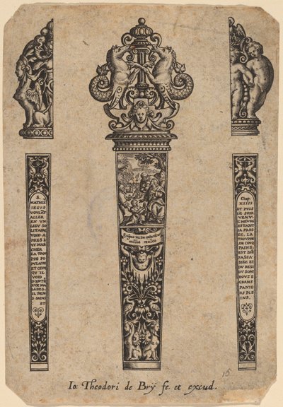 Koriste veitsen kahvaan tekijältä Theodor de Bry