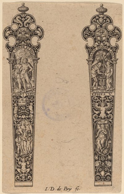 Koriste veitsen kahvaan tekijältä Theodor de Bry