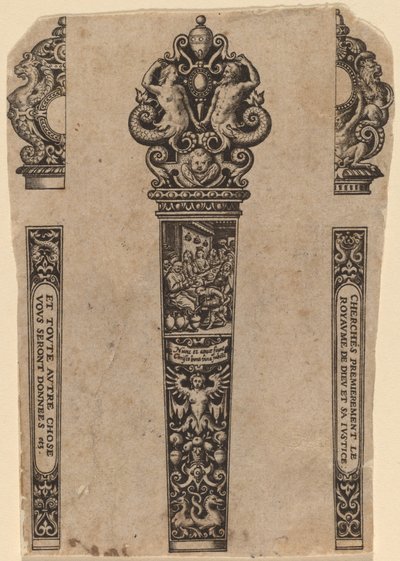 Koriste veitsen kahvaan tekijältä Theodor de Bry