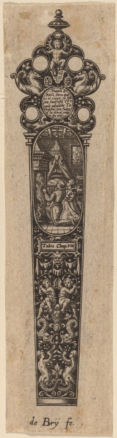 Koriste veitsen kahvaan tekijältä Theodor de Bry