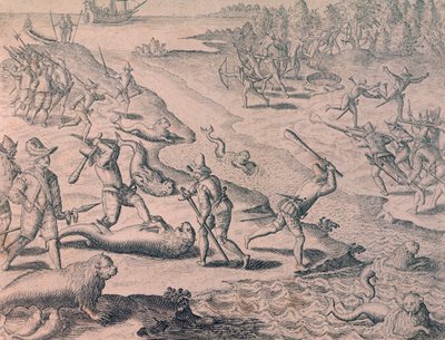 Tutkijoiden suorittamat merileijonien teurastukset tekijältä Theodor de Bry