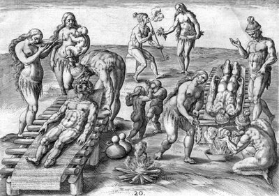 Timucuan intiaanit hoitavat sairaita tekijältä Theodor de Bry