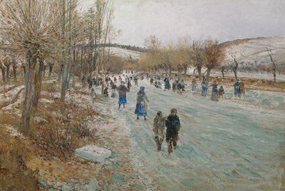 Luistelijoita Thayalla lähellä Lundenburgia tekijältä Theodor von Hormann