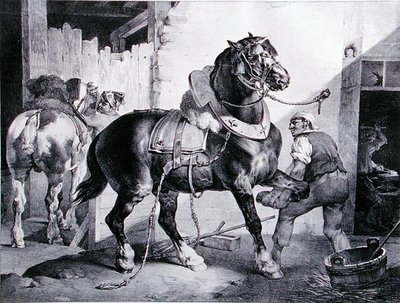 The Forge (litho) tekijältä Theodore (after) Gericault