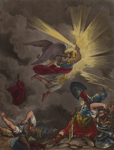 Herran enkeli surmaamassa assyrialaisia (etsaus) tekijältä Theodore (after) Lane