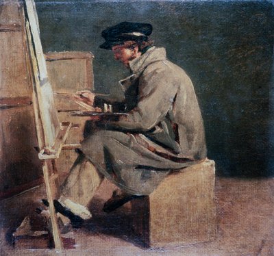 Nuori taiteilija maalaustelineensä ääressä tekijältä Theodore (attr. to) Gericault