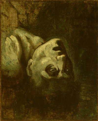 Hukkuneen miehen pää, noin 1819 (öljy paperille ja kankaalle kiinnitettynä). tekijältä Theodore (circle of) Gericault