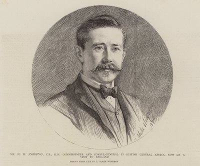 H. H. Johnston, Britannian Keski-Afrikan komissaari ja pääkonsuli, joka on nyt vierailulla Englannissa. tekijältä Theodore Blake Wirgman
