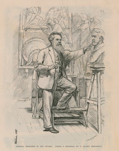 Kuvanveistäjä Thomas Woolner työskentelee studiossaan tekijältä Theodore Blake Wirgman
