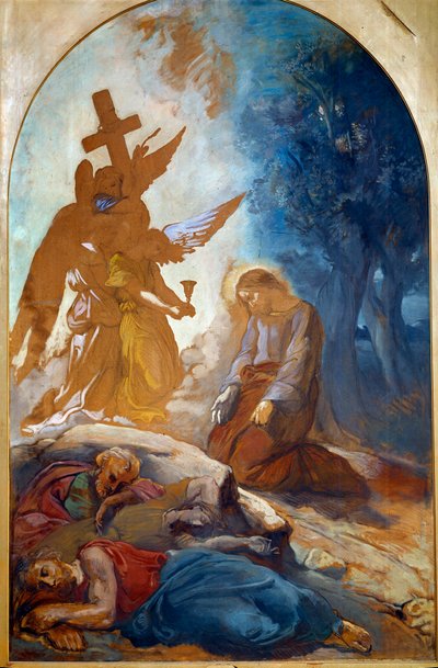 Jeesus oliivipuutarhassa. Theodore Chasseriaun (1819-1856) maalaus tekijältä Théodore Chassériau