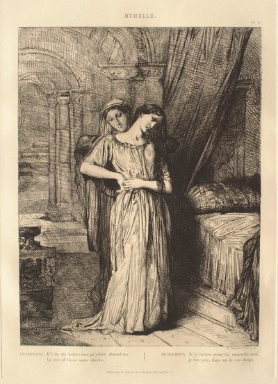 Othello-sarja: nro 8 (4. näytös, 3. kohtaus: Desdemona ja Emilia) tekijältä Théodore Chassériau