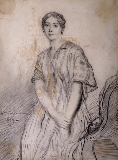 Näyttelijä Alice Ozy (Julie, Justine Pilloy) muotokuvassa (1820-1893) tekijältä Théodore Chassériau
