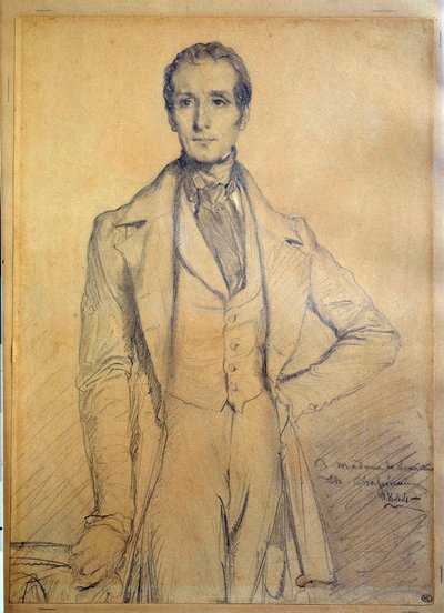 Runoilija Alphonse de Lamartinen (1790-1869) muotokuva Theodore Chasseriaun (1819-1856) piirustus 1834 Su. 0,31x0,22 m tekijältä Théodore Chassériau
