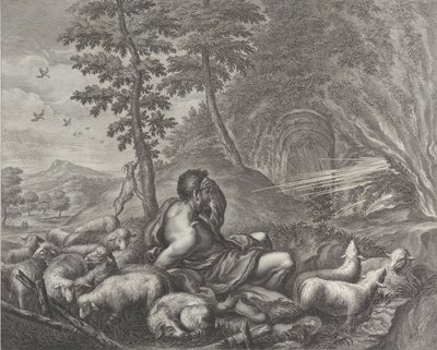 Jaakob vartioi Labanin laumaa, 1613-24. tekijältä Theodore Cruger