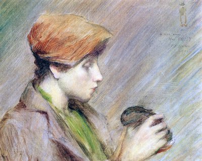 Suzanne Hoschedé kanin kanssa, 1891 tekijältä Theodore Earl Butler